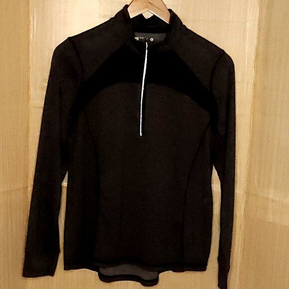 Xersion Womens Black Micro Striped Quarter Zip Lightweight Pullover XL - Picture 1 of 9